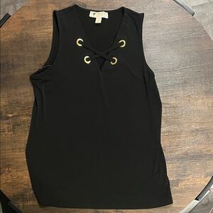 MICHAEL Michael Kors Black Tank Top with Gold Eyelets